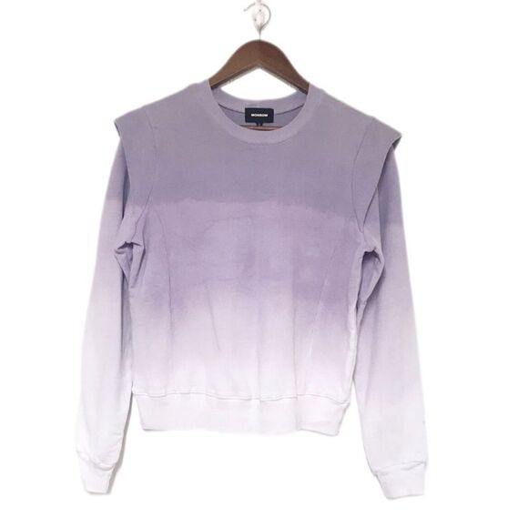 New MONROW Purple Ombre Tie Dye Sweatshirt Pullover Cotton Ruffle Size Large New - Picture 1 of 9